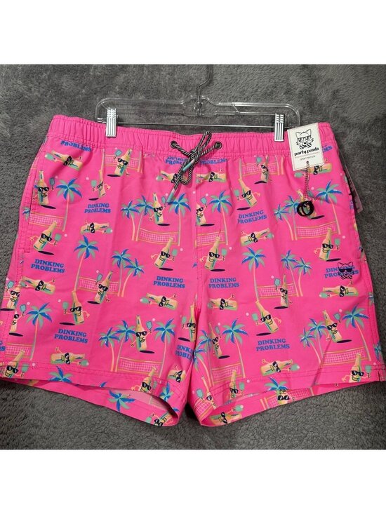 Party Pants Other - Party Pants Swim Trunks Mens XL Pink Dinking Problems Pickleball Novelty Shorts